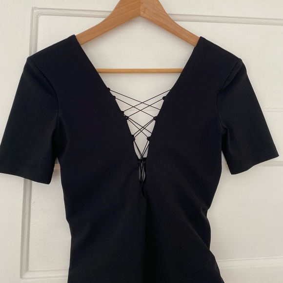 Alexander Wang T deep v lace up black bodysuit - Picture 6 of 10